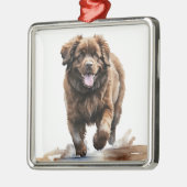 GROTE BRUINE NEWFOUNDLAND HOND METALEN ORNAMENT (Links)