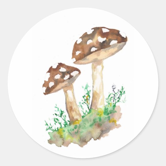 Grote bruine paddenstoelen ronde sticker (Voorkant)