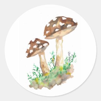 Grote bruine paddenstoelen ronde sticker