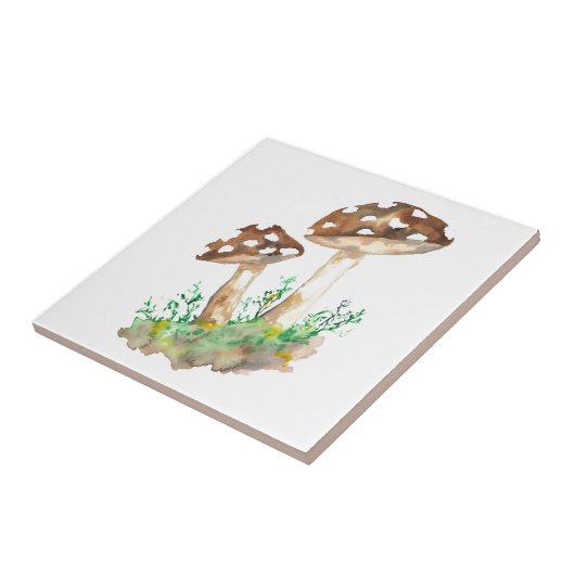 Grote bruine paddenstoelen tegeltje (Zijkant)