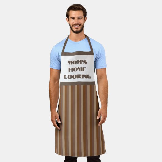 Grote bruine stripte Schort voor thuiskoken van ma (Gedragen)