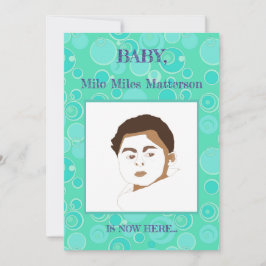 Grote Bubblegum Bubbels Overal Blauwgroen Geboorte Aankondiging