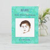 Grote Bubblegum Bubbels Overal Blauwgroen Geboorte Aankondiging (Staand voorkant)