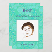 Grote Bubblegum Bubbels Overal Blauwgroen Geboorte Aankondiging (Voorkant / Achterkant)