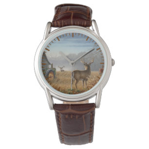 Grote Buck Herten Gevecht Op De Boerderij Horloge