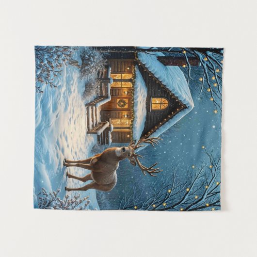 Grote Buck's Kerstmisbezoek Wandkleed (Voorkant (horizontaal))