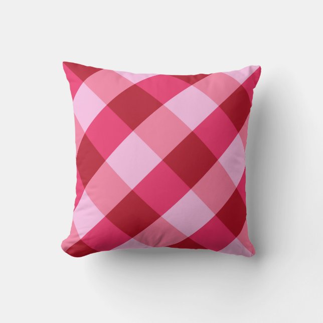 Grote Buffalo Check, aardbei roze en rood Kussen (Voorkant)