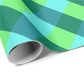 Grote buffelcontrole, aqua, blauwgroen en kalkgroe cadeaupapier (Rol Hoek)