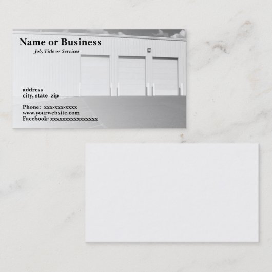 Grote buiten utility garage visitekaartje (Voorkant / Achterkant)