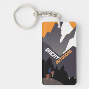Grote Buitenlucht Retro Montana Reisadvertentie Ku Sleutelhanger