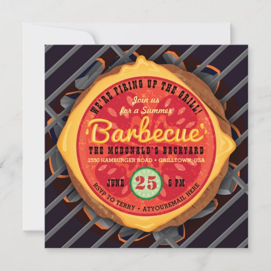 Grote Burger Barbecue Uitnodiging (Voorkant)