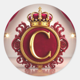 Grote C-monogram op rode fluweel Ronde Sticker