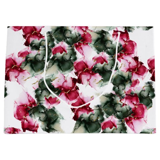 Grote cadeau | Abstracte Crimson en Sage Green Groot Cadeauzakje (Voorkant)