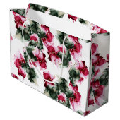 Grote cadeau | Abstracte Crimson en Sage Green Groot Cadeauzakje (Achterkant Gekanteld)