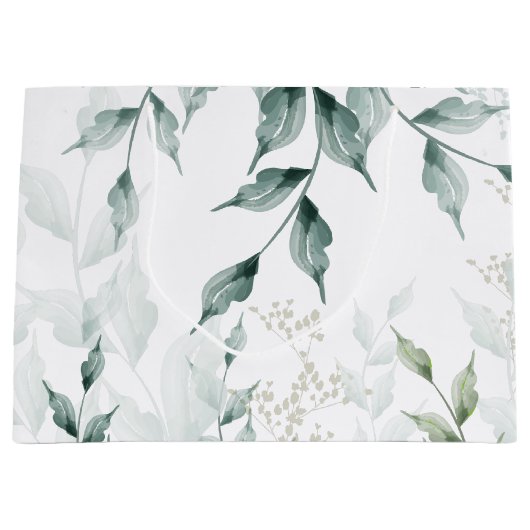 Grote cadeau | Groene botanische grijze Jade Groot Cadeauzakje (Voorkant)