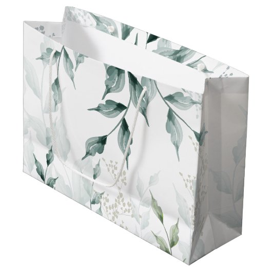 Grote cadeau | Groene botanische grijze Jade Groot Cadeauzakje (Voorkant Gekanteld)