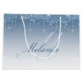 grote cadeautas met blauwe glitters monogram (Achterkant)