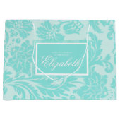 Grote cadeautas van turkoois damast (Voorkant)