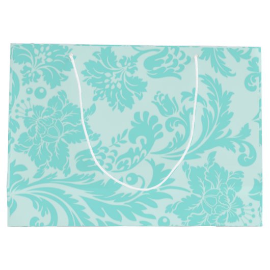 Grote cadeautas van turkoois damast (Achterkant)
