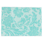 Grote cadeautas van turquoise damast (Achterkant)