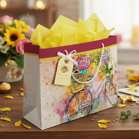 Grote cadeautas voor fietsen en bloemen