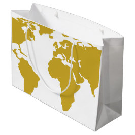 Grote Cadeauverpakking - Gold-Wereldkaart Large Cadeautasje