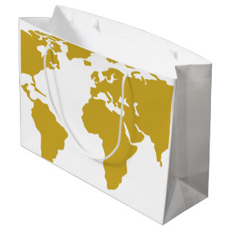 Grote Cadeauverpakking - Gold-Wereldkaart Large Cadeautasje