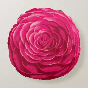 Grote Camellia Blossom, Fuchsia Pink Rond Kussen