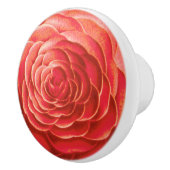 Grote Camellia Blossom, koraal Sinaasappel Keramische Knop (Rechts)