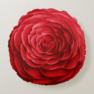Grote Camellia Blossom, Shades of Deep Red Rond Kussen