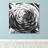 Grote Camellia, zwart, wit en grijs / grijs Canvas Afdruk (Insitu (Houten vloer))