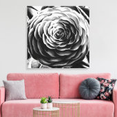 Grote Camellia, zwart, wit en grijs / grijs Canvas Afdruk (Insitu (Woonkamer))