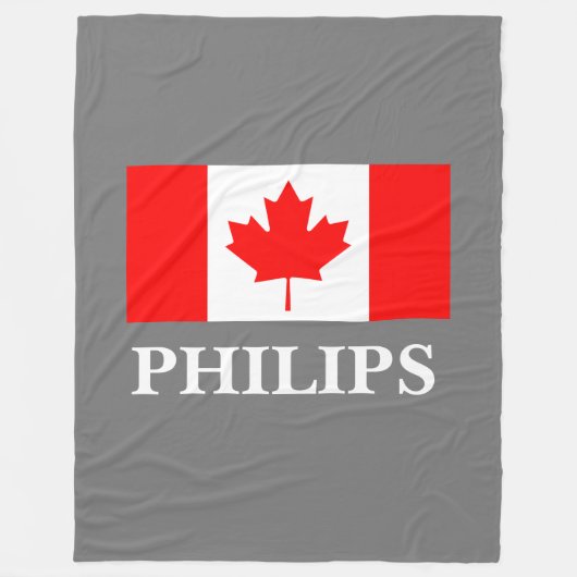 Grote Canadese vlag, aangepaste kleurendeken Fleece Deken (Voorkant)