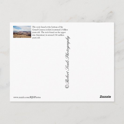 Grote Canion Briefkaart (Achterkant)