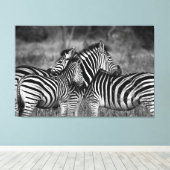 Grote Canvas - Afrikaanse Zebra's (Insitu (Houten vloer))