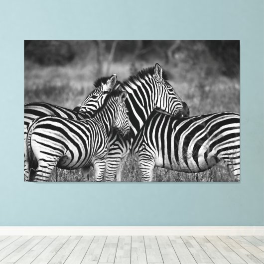 Grote Canvas - Afrikaanse Zebra's (Insitu (Houten vloer))
