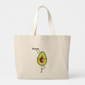Grote Canvas tas, 100% katoen, met avocado yogi Grote Tote Bag (Achterkant)