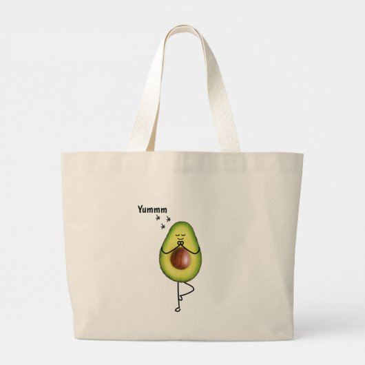 Grote Canvas tas, 100% katoen, met avocado yogi Grote Tote Bag (Achterkant)