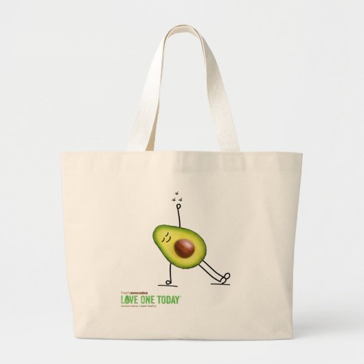 Grote Canvas tas, 100% katoen, met avocado yogi Grote Tote Bag (Voorkant)
