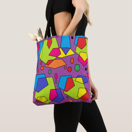 Grote canvas tas kleuren op paars (Dichtbij)