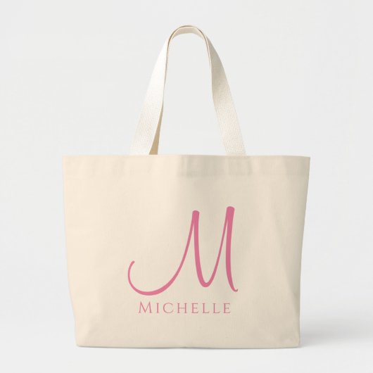 Grote Canvas tas Monogram Initiaal Letter-naam (Voorkant)