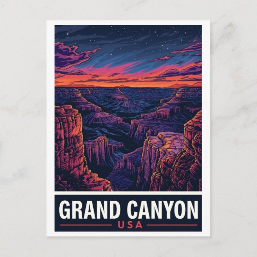 Grote Canyon Zonsondergang Nachtelijke Hemel Briefkaart (Voorkant)
