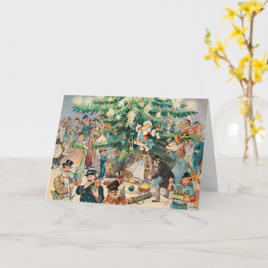 Grote Cartoon Kerstboom voor Kinderen Kaart (Gele Bloem)