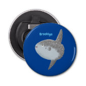 Grote cartoon van de zeeduivel button flesopener (Voorkant)
