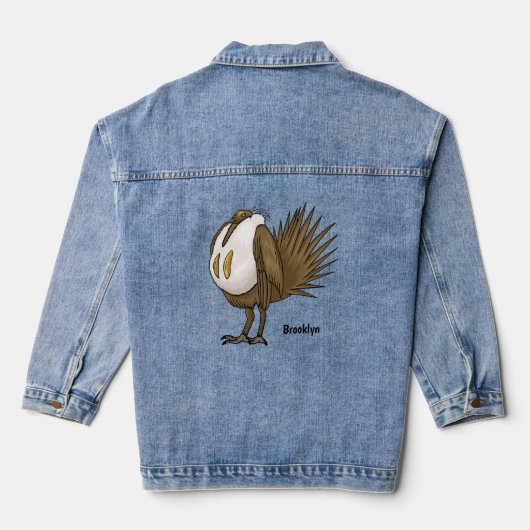 Grote cartoon van een grote hondenboomgaard denim jacket (Achterkant)