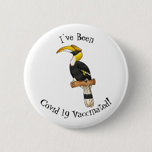 Grote cartoon van hondvogel ronde button 5,7 cm