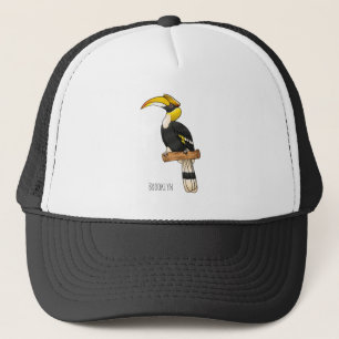 Grote cartoon van hondvogel trucker pet