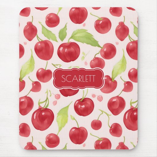 Grote Cherry Waterverf Kleurrijke Personaliz Patte Muismat (Voorkant)