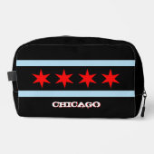 Grote Chicago tas, mode zwart, Chicago flag Toilettasje (Voorkant)