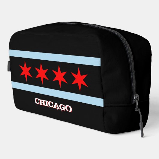 Grote Chicago tas, mode zwart, Chicago flag Toilettasje (Rechterhoek)